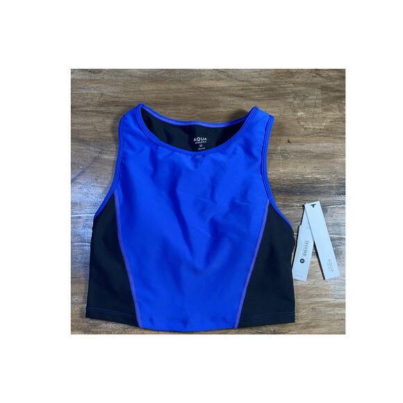 AQUA Athletic Color Blocked Sports Bra Womens Iris Blue & Black Size XSmall NWT - Picture 1 of 7